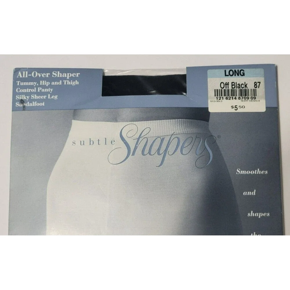 JC Penney Subtle All Over Shapers Pantyhose Off Black 87 Size Long NEW